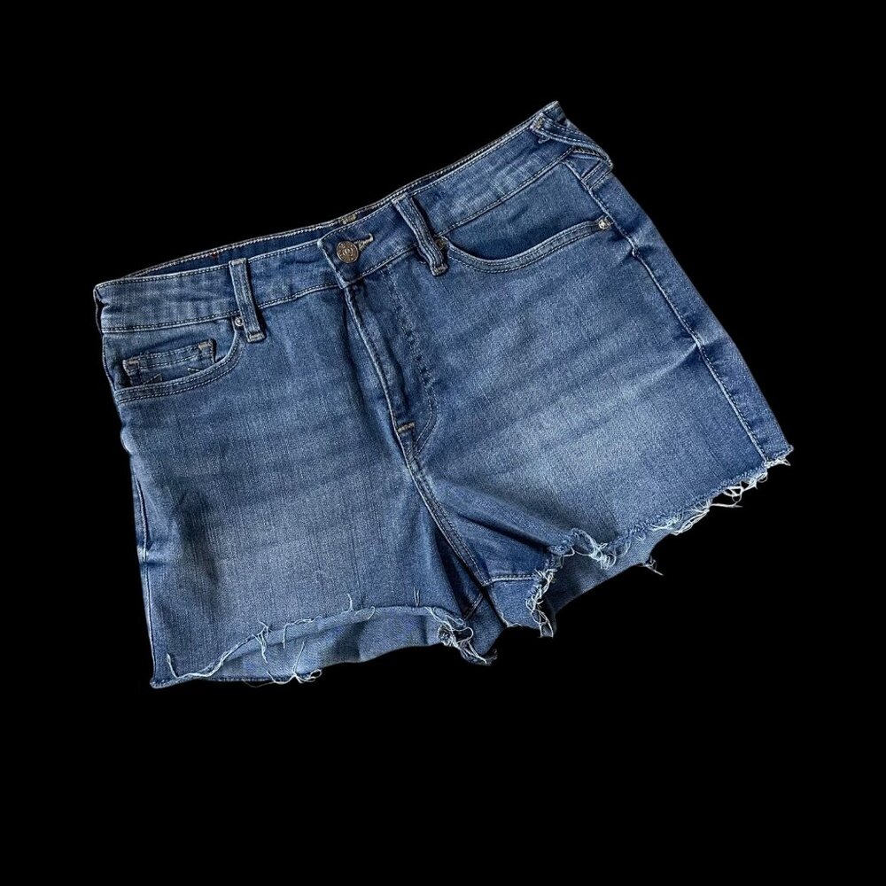 True Religion Shorts Womens Denim Raw Hem Size 29 Maisie Blue Jean Cut Off